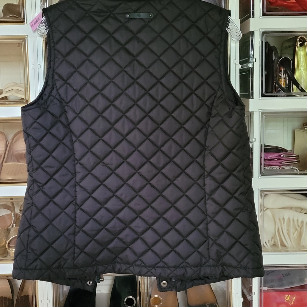 Lauren Ralph Lauren Black Quilted Vest with Crest - Picture 8 of 8